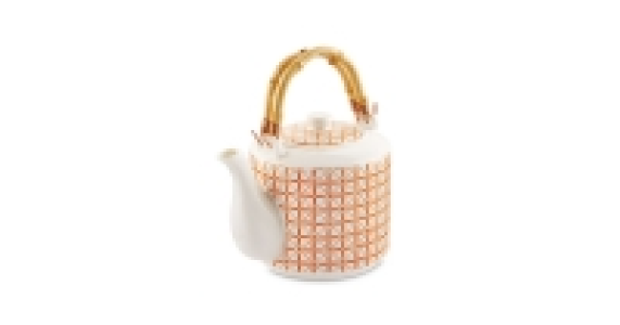 Floral Bamboo Handle Tea Pot