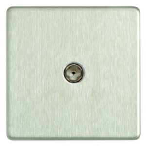 Wickes Coaxial Socket 1 Gang Brushed Steel Screwless Flat Pl £17.99