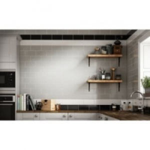 Wickes Cosmopolitan Gloss Grey Ceramic Wall Tile 100 x 200mm &pound;11.49