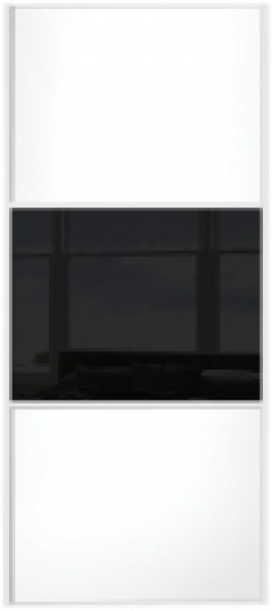 Wickes Sliding Wardrobe Door Wideline White Panel & Black Gl