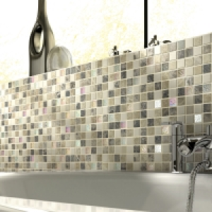 Wickes Emperador Brown & Cream Tumbled Glass & Stone Mix Mos