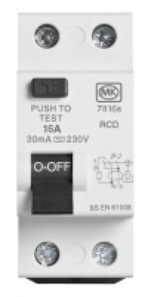 MK RCD 16A 30mA 6KA Two Module Dp
