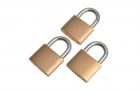 Wickes Padlock Brass 40mm 3 Pack