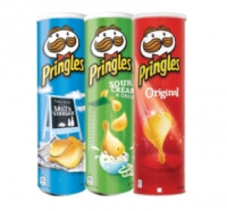 Pringles Salt & Vinegar, Sour Cream & Onion, Original £1.29