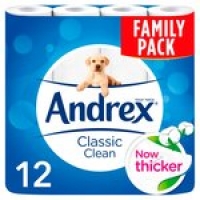 Morrisons  Andrex Classic Clean Family Pack 12 Rolls