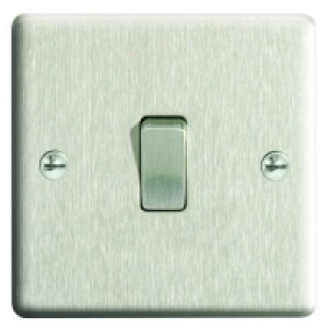 Wickes 10A Light Switch 1 Gang 2 Way Brushed Steel Raised Pl