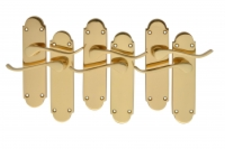 Wickes Prague Victorian Shaped Latch Handle Set Polished Bra