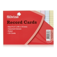 Wilko  Silvine Record Cards Multi Colour 6 x 4in 100pk