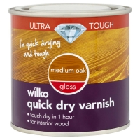 Wilko  Wilko Gloss Quick Dry Ultra Tough Varnish Medium Oak 250ml