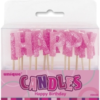 Wilko  Glitter Happy Birthday Pick Candles