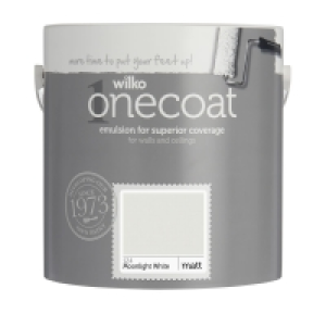 Wilko One Coat Matt Emulsion Paint Moonlight White 2.5L £15.00