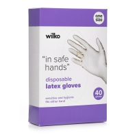 Wilko  Wilko Disposable Latex Gloves One Size 40pk