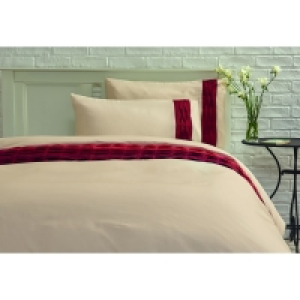 Wilko  Wilko Duvet Set King Pin Tuck Border Red