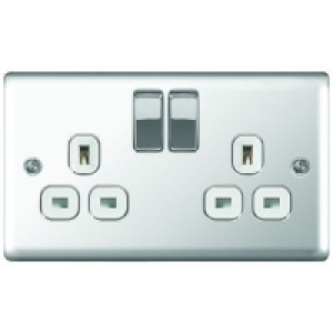 Wickes 13A Switched Socket 2 Gang Polished Silver Raised Pla £9.99