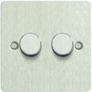 Wickes Dimmer Switch 2 Gang 2 Way 400W Brushed Steel Ultra F £20.49
