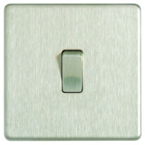 Wickes 10A Light Switch 1 Gang 2 Way Brushed Steel Screwless £9.49