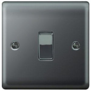 Wickes 10A Light Switch 1 Gang 2 Way Black Nickel Raised Pla £5.99
