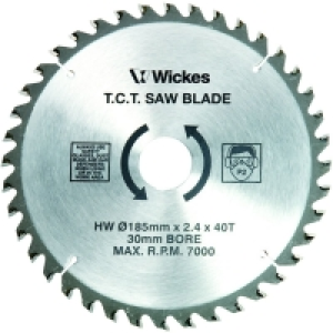 Wickes 40 Teeth Fine Cut Circular Saw Blade 185x30mm £19.99