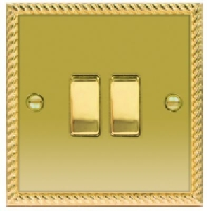 Wickes 10A Light Switch 2 Gang 2 Way Polished Georgian Brass £8.49