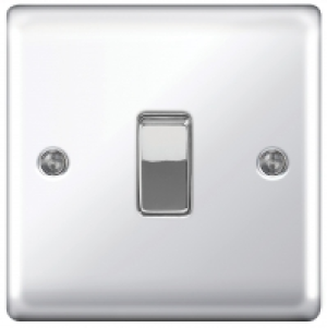 Wickes 10AX Light Switch 1 Gang 2 Way Polished Chrome Raised