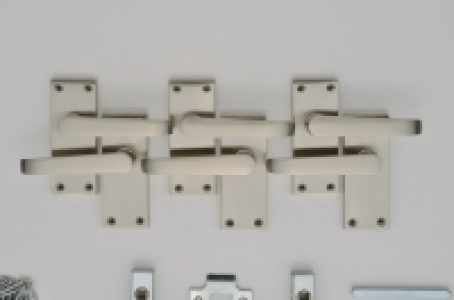 Wickes Toronto Victorian Straight Latch Handle Set Satin Nic £24.99