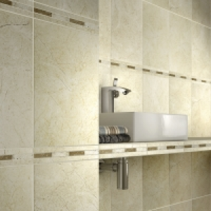 Wickes Crema Marfil Beige Satin Ceramic Border Tile 300 x 50