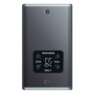 Wickes Dual Voltage Shaver Socket 2 Gang Black Nickel Raised £15.99