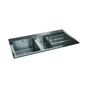 Wickes Rae 1.5 Bowl Rhd Kitchen Sink Stainless Steel + Black