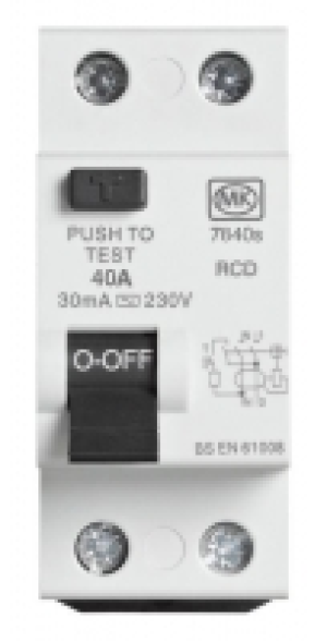 MK RCD 40A 30mA 6KA Two Module Dp £28.99