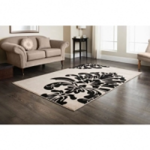 Cream Damask Hand Carved Rug 110 x 160cm &pound;19.99