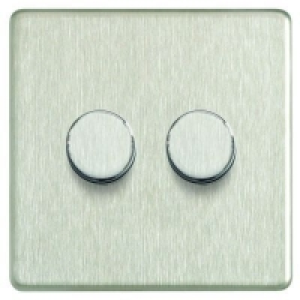 Wickes Dimmer Switch 2 Gang 2 Way 400W Brushed Steel Screwle £29.99