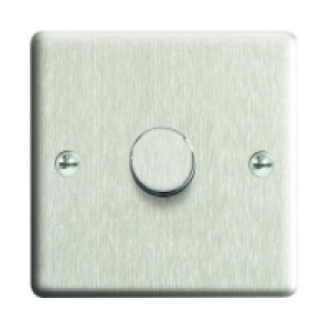 Wickes Dimmer Switch 1 Gang 2 Way 400W Brushed Steel Raised
