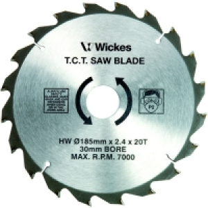 Wickes 20 Teeth Medium Cut Circular Saw Blade 185 x 30mm &pound;14.99
