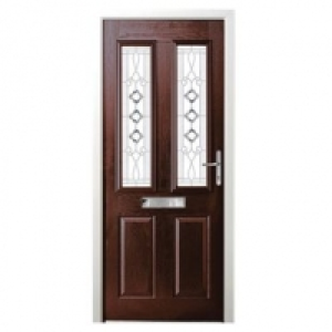 Wickes Malton Composite Door Rosewood 2 Panel 2100 x 920mm L