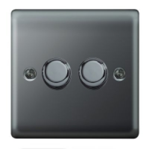 Wickes Dimmer Switch 2 Gang 2 Way 400W Black Nickel Raised P £15.49