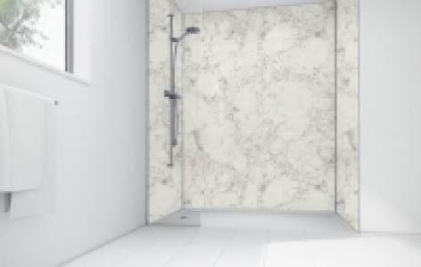 Wickes White Calacatta Laminate 900 x 900mm 2 Sided Shower P £450.00