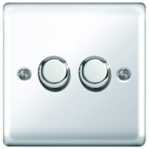 Wickes Dimmer Switch 2 Gang 2 Way 400W Polished Chrome Raise £15.49