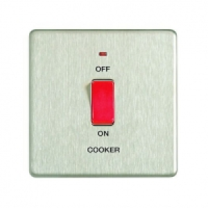 Wickes 45A Cooker Switch 1 Gang Brushed Steel Screwless Flat £26.99