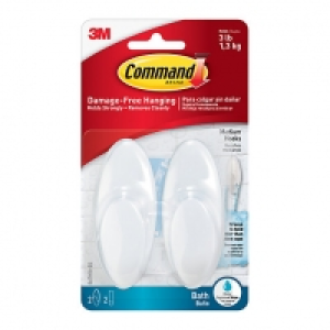 Command Medium Bath Hooks Frosted 2 Pack