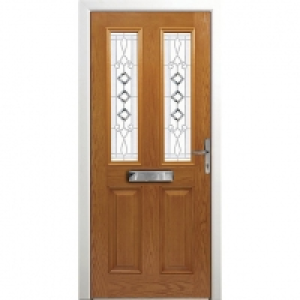 Wickes Malton Composite Door Oak 2 Panel 2100 x 840mm Left O