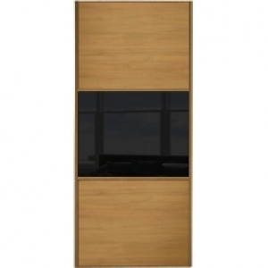 Wickes Sliding Wardrobe Door Wideline Oak Panel & Black Glas £149.00