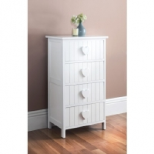 Karina Heart 4 Drawer Chest - White