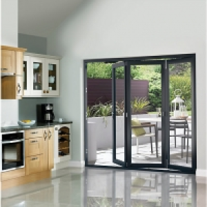 Wickes Burman Finished Folding Patio Door Grey 8ft Wide Reve