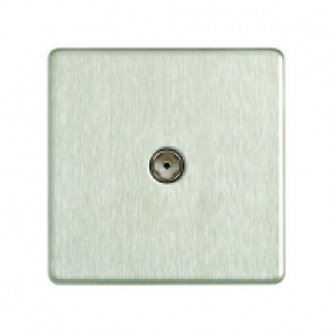 Wickes Coaxial Socket 1 Gang Brushed Steel Screwless Flat Pl £17.99
