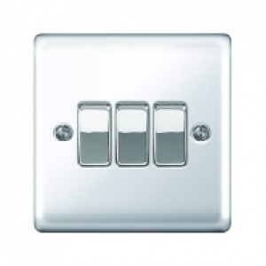 Wickes 10A Light Switch 3 Gang 2 Way Polished Chrome Raised  £10.49