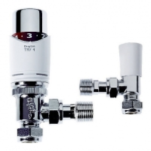 Drayton White Angled TRV4 & Lockshield Valve 15mm £29.09