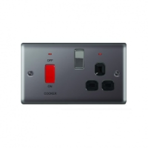 Wickes 45A Cooker Switch & 13A Socket Black Nickel Raised Pl £19.49
