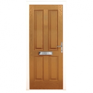 Wickes London Composite Door Oak 4 Panel 2100 x 880mm Left O