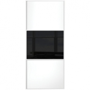 Wickes Sliding Wardrobe Door Wideline White Panel & Black Gl