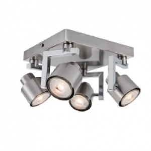 Wickes Boulevard LED 4 Plate Spotlight Brushed & Polished Ch